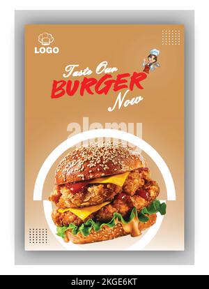 Business Flyer modello editabile per Burger Restaurant Illustrazione Vettoriale
