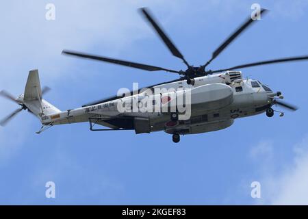 Prefettura di Kanagawa, Giappone - 15 luglio 2014: Giappone forza di autodifesa marittima Sikorsky MH-53E drago marino miniera di contromisure elicottero. Foto Stock