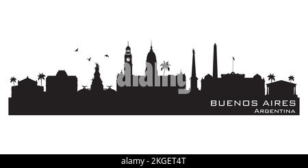 Buenos Aires Argentina skyline città dettagliata silhouette vettoriale Illustrazione Vettoriale