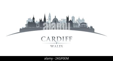 Profilo dello skyline di Cardiff Wales. Illustrazione vettoriale Illustrazione Vettoriale