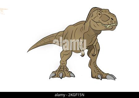 Rappresentazione realistica del Tyrannosaurus rex isolato su sfondo bianco Foto Stock