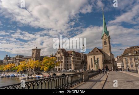 La chiesa di Fraumünster, Zurigo, Svizzera Foto Stock