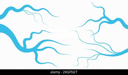 Set ondeggiante di letti di fiume, fiumi meandri, ruscello o torrente, varie silhouettes. Illustrazione del vettore piatto isolata su sfondo bianco. Illustrazione Vettoriale