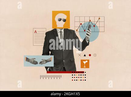 Lavorare con le informazioni sulle tecnologie moderne per l'organizzazione della finanza Foto Stock