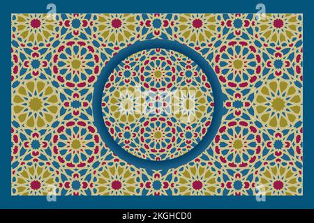 Set di sfondo arabo islamico ornamentale. Architettura araba tradizionale modello geometrico. Set di pannelli vettoriali decorativi per schermi laser. Illustrazione Vettoriale