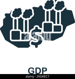 Icona GDP. Icona monocromatica del mercato azionario semplice per modelli, web design e infografiche Illustrazione Vettoriale