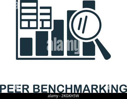 Icona di benchmarking peer. Icona monocromatica del mercato azionario semplice per modelli, web design e infografiche Illustrazione Vettoriale