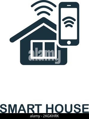 Icona Smart House. Icona monocromatica Simple Smart Technology per modelli, web design e infografiche Illustrazione Vettoriale