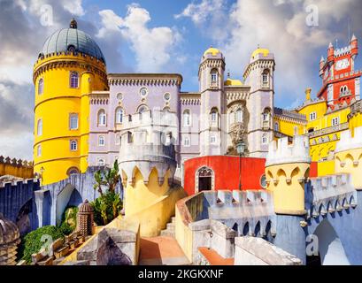 Sintra, Palazzo Nazionale di Sintra pena Palazzo UNESCO Patrimonio Mondiale Lisbona, Portogallo, Europa Foto Stock