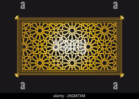 Collezione di sfondo Arabesque dorato, sfondo oro di lusso immagine vettoriale ornamento islamico Illustrazione Vettoriale