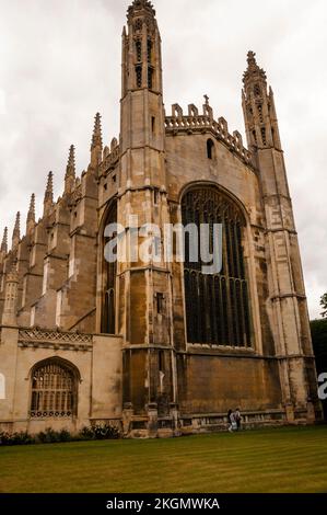Cappella perpendicolare English Gothic King's College presso l'Università di Cambridge, Inghilterra. Foto Stock