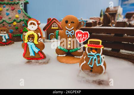 Wroclaw, Wroclaw, Polonia. 23rd Nov 2022. Dal 23 novembre 2022, Kolelkowo di WrocÅ‚aw vi invita in una città di pan di zenzero avvolta di neve e ricoperta di glassa dolce. Questo è il più grande modello ferroviario di pan di zenzero del mondo (Credit Image: © Krzysztof Zatycki/ZUMA Press Wire) Credit: ZUMA Press, Inc./Alamy Live News Foto Stock