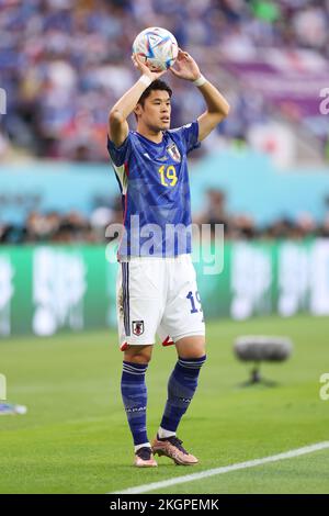 Al Rayyan, Qatar, 23 novembre 2022. Al Rayyan, Qatar. 23rd Nov 2022. Hiroki Sakai (JPN) Football/Soccer : Coppa del mondo FIFA Qatar 2022 incontro di Gruppo e tra Germania - Giappone allo Stadio Internazionale Khalifa di al Rayyan, Qatar . Credit: Naoki Morita/AFLO SPORT/Alamy Live News Foto Stock