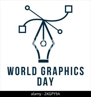 Effetto di testo World Graphics Day con sfumature in bianco e nero per un disegno di cartellone o poster. Effetto testo in bianco e nero, illustrazione standard su uno speciale Illustrazione Vettoriale