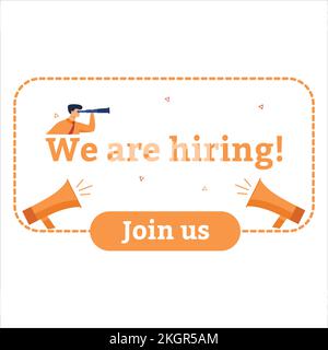 Siamo Hiring effetto testo, microfoni, Siamo Hiring Vector Design, Hiring Illustration, ombra gialla, Hiring Announcement Design su sfondo bianco Illustrazione Vettoriale