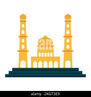 Moschea musulmana con ombra multicolore. Elemento di decorazione della moschea musulmana, illustrazione multicolore della moschea musulmana. Illustrazione Vettoriale
