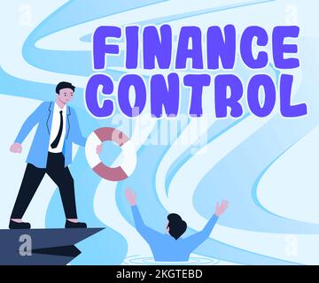 Cartello di testo che mostra il controllo finanziario. Parola per le procedure che sono implementate per gestire le finanze Foto Stock