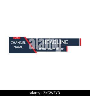 News Lower Third Royal design per i canali televisivi. Il design vettoriale del canale di notizie a forma rettangolare e rotonda. Il lussuoso nero color metallizzato Illustrazione Vettoriale