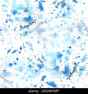 Disegno astratto senza cuciture. Sfondo acquerello disegnato a mano con spruzzi in tonalità turchese. Foto Stock