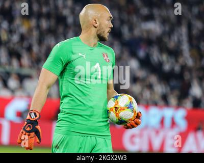 Wolfsburg, Germania, 20 marzo 2019: Portiere della nazionale serba, Marko Dmitrovic, durante la partita internazionale tra Germania e Serbia Foto Stock