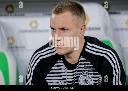 Wolfsburg, Germania, 20 marzo 2019: Ritratto del portiere tedesco Marc-Andre ter Stegen seduto in panchina durante la partita di calcio internazionale Foto Stock