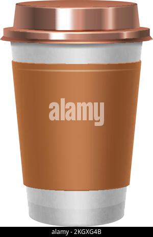 Tazza di caffè. Contenitore per bevande monouso in carta marrone Illustrazione Vettoriale