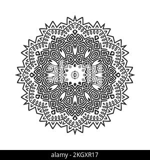 Decorazione araba mandala vettore. Motivo Mandala di colore bianco e nero. Semplice motivo di mandala arabo bianco e nero. Decorazione mandala ornam Illustrazione Vettoriale