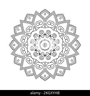 Decorazione indiana mandala vettore. Libro da colorare in bianco e nero motivo arabo. Vettore modello Mandala. Libro da colorare Mandala. Motivo floreale. Semplice Illustrazione Vettoriale