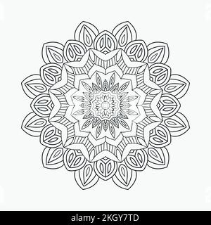 Motivo floreale decorativo mandala per colorare le pagine. Vettore ornamento mandala di stile tradizionale indiano. Pagina da colorare per bambini. Mandala decorazione orn Illustrazione Vettoriale