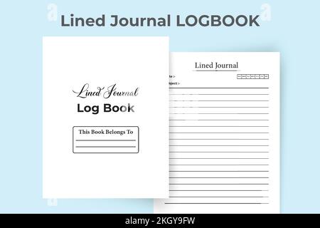 Registro del giornale interno KDP. Modello giornale elenco di lavoro con righe. Notebook interno KDP. Modello del perno di banco rigato. Soggiorno interno KDP foderato Illustrazione Vettoriale