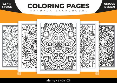 Doodle mandala linea arte interni KDP. Mandala in bianco e nero per pagine da colorare. Decorazione mandala ornamento design vettore. Colorazione degli interni KDP Illustrazione Vettoriale