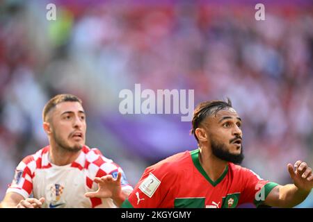 Doha, Qatar. 23rd Nov 2022. DOHA, Qatar. , . Sofiane Boufal 17, del Marocco e Credit: SPP Sport Press Photo. /Alamy Live News Credit: SPP Sport Press Photo. /Alamy Live News Foto Stock