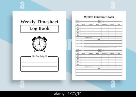 Foglio presenze settimanale giornale interno KDP. Notebook per la gestione quotidiana del tempo in entrata e in uscita degli impiegati. Registro degli interni KDP. Lavoro totale del dipendente Illustrazione Vettoriale