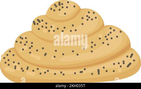 Icona rotolo di cannella. Cartone animato dolce panetteria simbolo Illustrazione Vettoriale