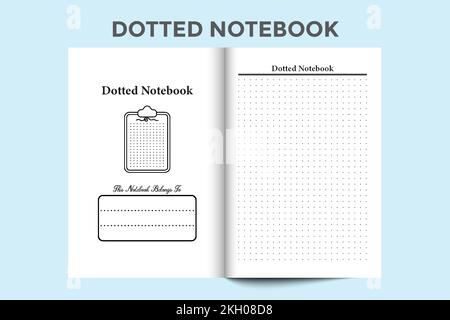 Interno KDP per notebook punteggiato. Semplice modello di notebook punteggiato per artisti o bozzetti. Giornale interno KDP. Registro di schizzo punteggiato per designer Illustrazione Vettoriale