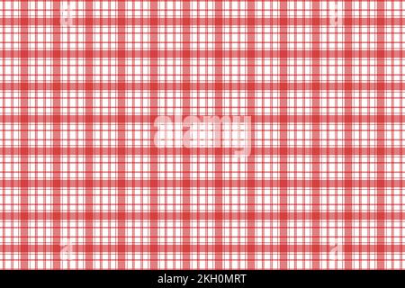 Motivo scozzese senza cuciture con righe bianche e rosse per camicie o lenzuola. Vettore senza fine di motivo a guazzetto di gingham su sfondo bianco. Design minimalista Illustrazione Vettoriale
