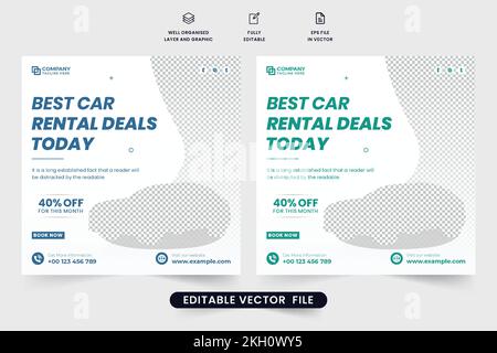 Modello lussuoso di affari di noleggio di automobile per l'introduzione sul mercato in linea. Modello di promozione commerciale noleggio auto digitale con sfondo bianco. Servizio di noleggio auto Illustrazione Vettoriale