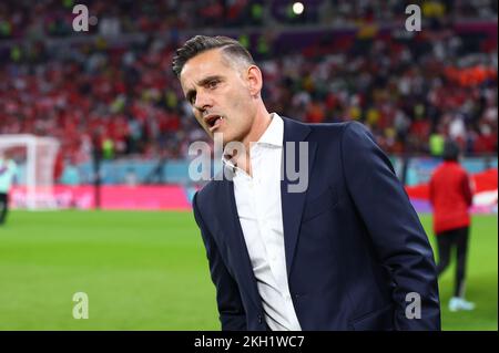 Al Rayyan, Qatar, 23rd novembre 2022. John Herdman allenatore del Canada durante la partita di Coppa del mondo FIFA 2022 allo stadio Ahmad bin Ali, al Rayyan. Il credito di foto dovrebbe essere: David Klein / Sportimage Foto Stock