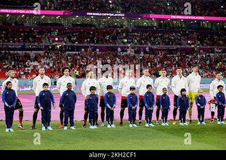 Al Rayyan, Qatar. 23rd Nov 2022. I giocatori belgi hanno mostrato una partita di calcio tra la nazionale belga The Red Devils e il Canada, nel Gruppo F della Coppa del mondo FIFA 2022 di al Rayyan, Stato del Qatar, mercoledì 23 novembre 2022. FOTO DI BELGA BRUNO FAHY Credit: Agenzia Notizie di Belga/Alamy Live News Foto Stock