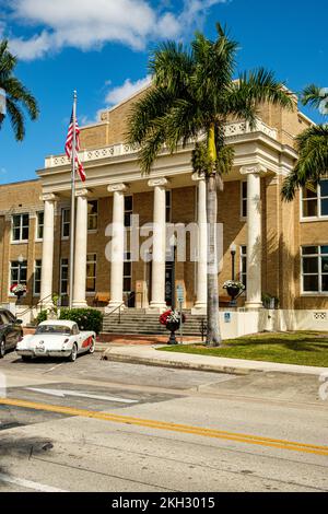 Storico tribunale della contea di Charlotte, Taylor Street, Punta Gorda, Florida Foto Stock