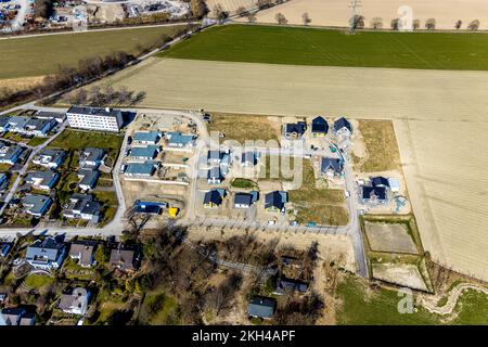 Vista aerea, cantiere nuovo edificio zona Auf dem Loh, Schmallenberg, Sauerland, Renania settentrionale-Vestfalia, Germania, DE, Europa, Fotografia aerea Foto Stock