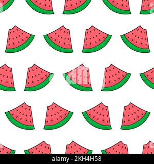 Un set di fettine di cocomero isolate su sfondo bianco Illustrazione Vettoriale