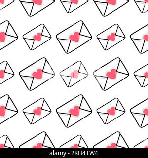 Una serie di lettere d'amore dei cartoni animati isolate su sfondo bianco Illustrazione Vettoriale