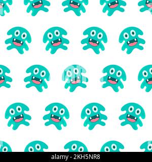 Una serie di mostri di cartoni animati isolati su sfondo bianco Illustrazione Vettoriale