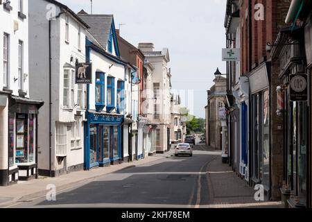 The Lamb Inn e vista lungo High Street, Kinton, Herefordshire Foto Stock