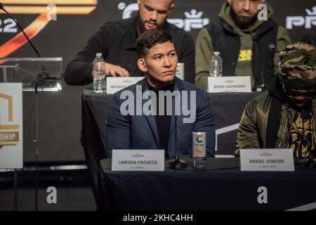 New York, NY, Stati Uniti. 23rd Nov 2022. NEW YORK, NY - NOVEMBRE 23: Larissa Paceco alla Grand Final Press Conference PFL 2022 al New Yorker Hotel di NYC. 23 novembre 2022 a New York, NY, Stati Uniti. (Foto di Matt Davies/PxImages) Credit: PX Images/Alamy Live News Foto Stock