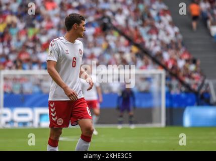 Samara, Russia – 21 giugno 2018. Danimarca squadra nazionale di calcio Center-back Andreas Christensen durante la partita della Coppa del mondo FIFA 2018 Danimarca vs Australia ( Foto Stock