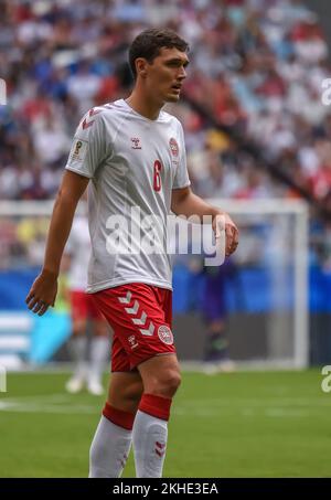 Samara, Russia – 21 giugno 2018. Danimarca squadra nazionale di calcio Center-back Andreas Christensen durante la partita della Coppa del mondo FIFA 2018 Danimarca vs Australia ( Foto Stock