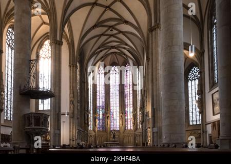 Particolare architettonico della Chiesa di San Lamberto (in tedesco: St Lamberti), un edificio cattolico romano a Münster (Vestfalia) in Germania Foto Stock