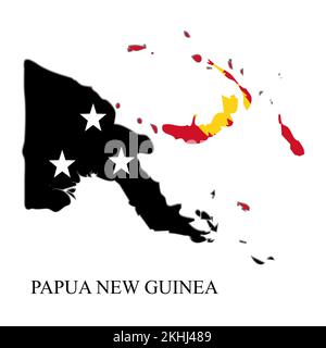 Illustrazione del vettore cartografico di Papua Nuova Guinea. Economia globale. Paese famoso. Regione dell'Oceania. Isola polinesiana Illustrazione Vettoriale